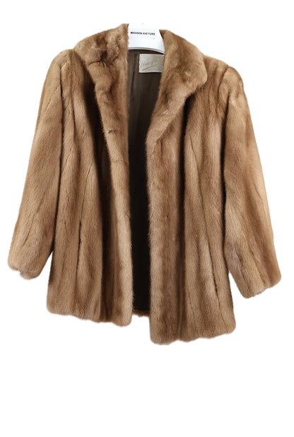 PRE-OWNED DEMI BUFF MINK JACKET W/ WING COLLAR & STRAIGHT SLEEVES