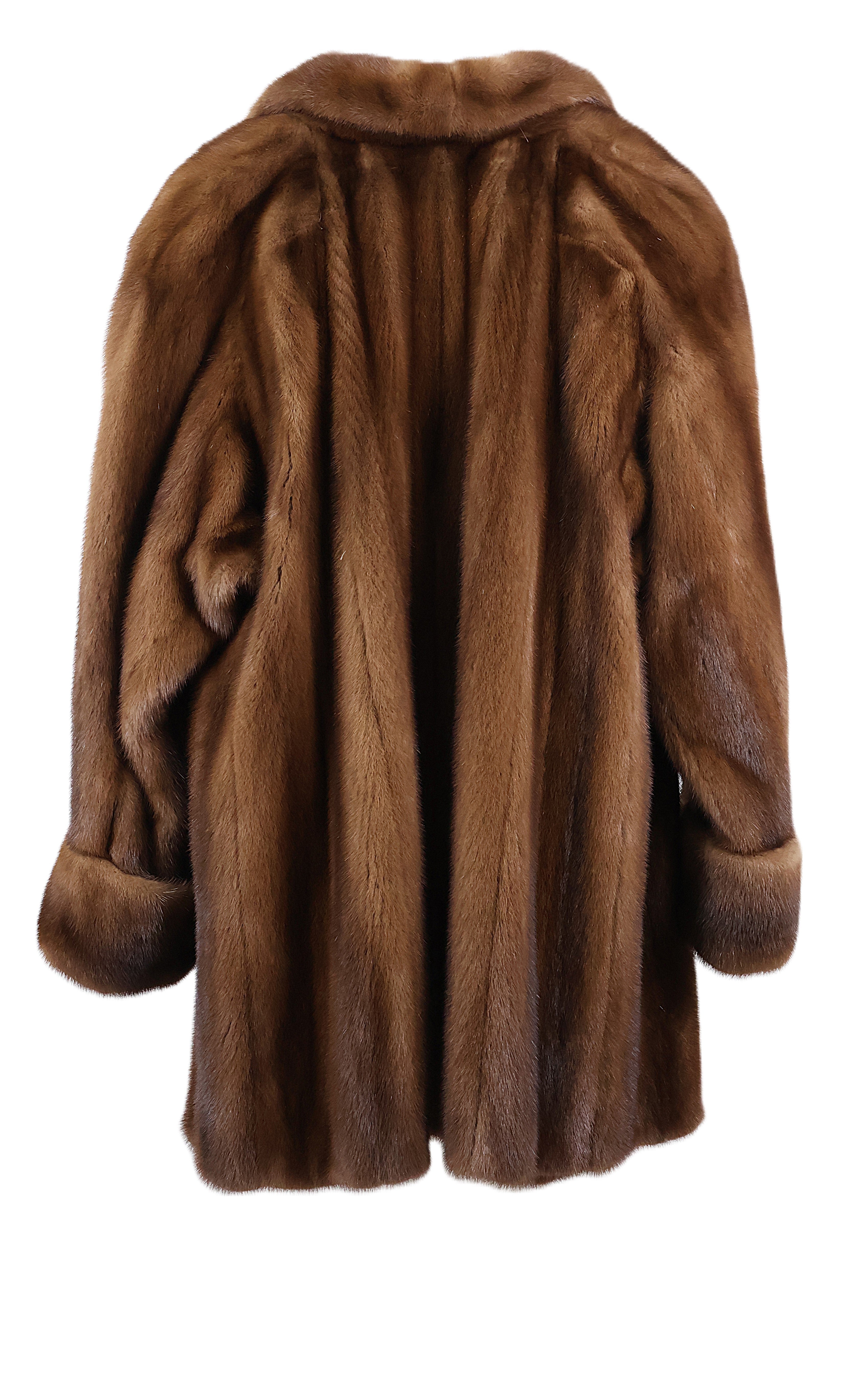 PRE-OWNED DEMI BUFF MINK STROLLER W/ WING COLLAR & TURN BACK CUFFS