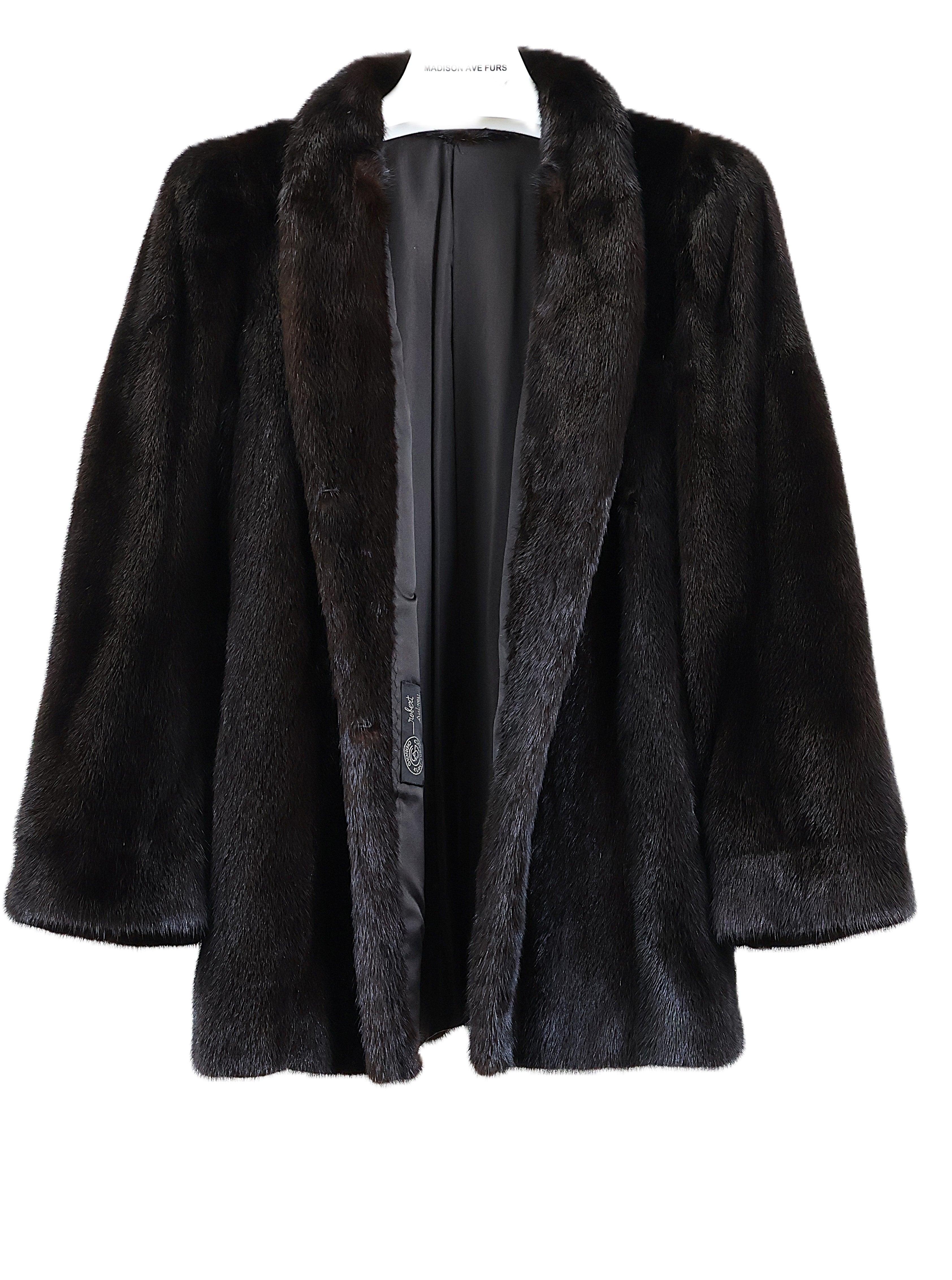 PRE-OWNED RANCH MINK JACKET W/ SHAWL COLLAR & STRAIGHT SLEEVES