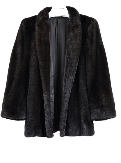 PRE-OWNED RANCH MINK JACKET W/ SHAWL COLLAR & STRAIGHT SLEEVES