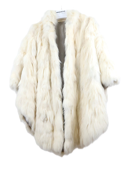PRE-OWNED OFF WHITE FOX SECTION CAPE W/ STAND UP COLLAR