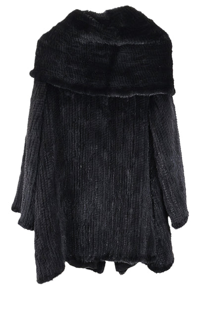 PRE-OWNED BLACK KNITTED MINK STROLLER W/ CAPE COLLAR