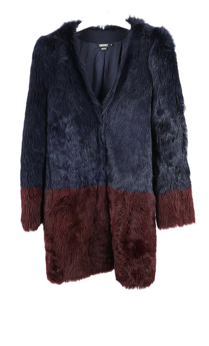 PRE-OWNED DKNY NAVY DYED SHEARLING LAMB STROLLER W/ BURGANDY DYED BOTTOM