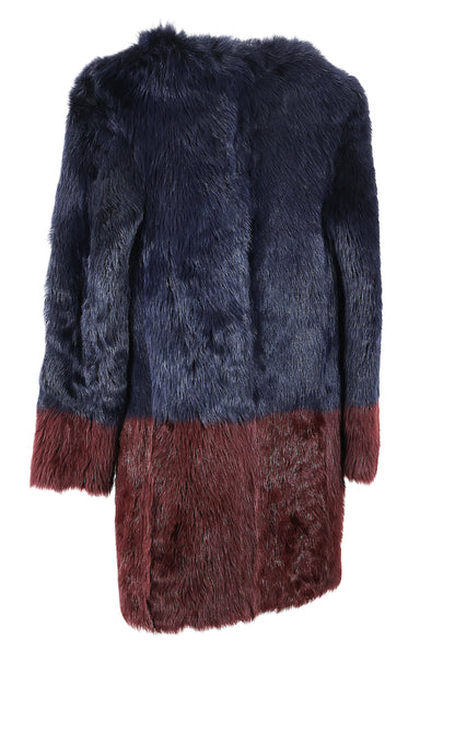 PRE-OWNED DKNY NAVY DYED SHEARLING LAMB STROLLER W/ BURGANDY DYED BOTTOM