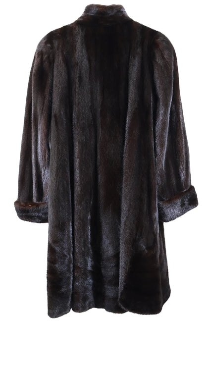PRE-OWNED RANCH MINK DIRECTIONAL 7/8 SWING COAT W/ WING COLLAR & TURN BACK CUFFS