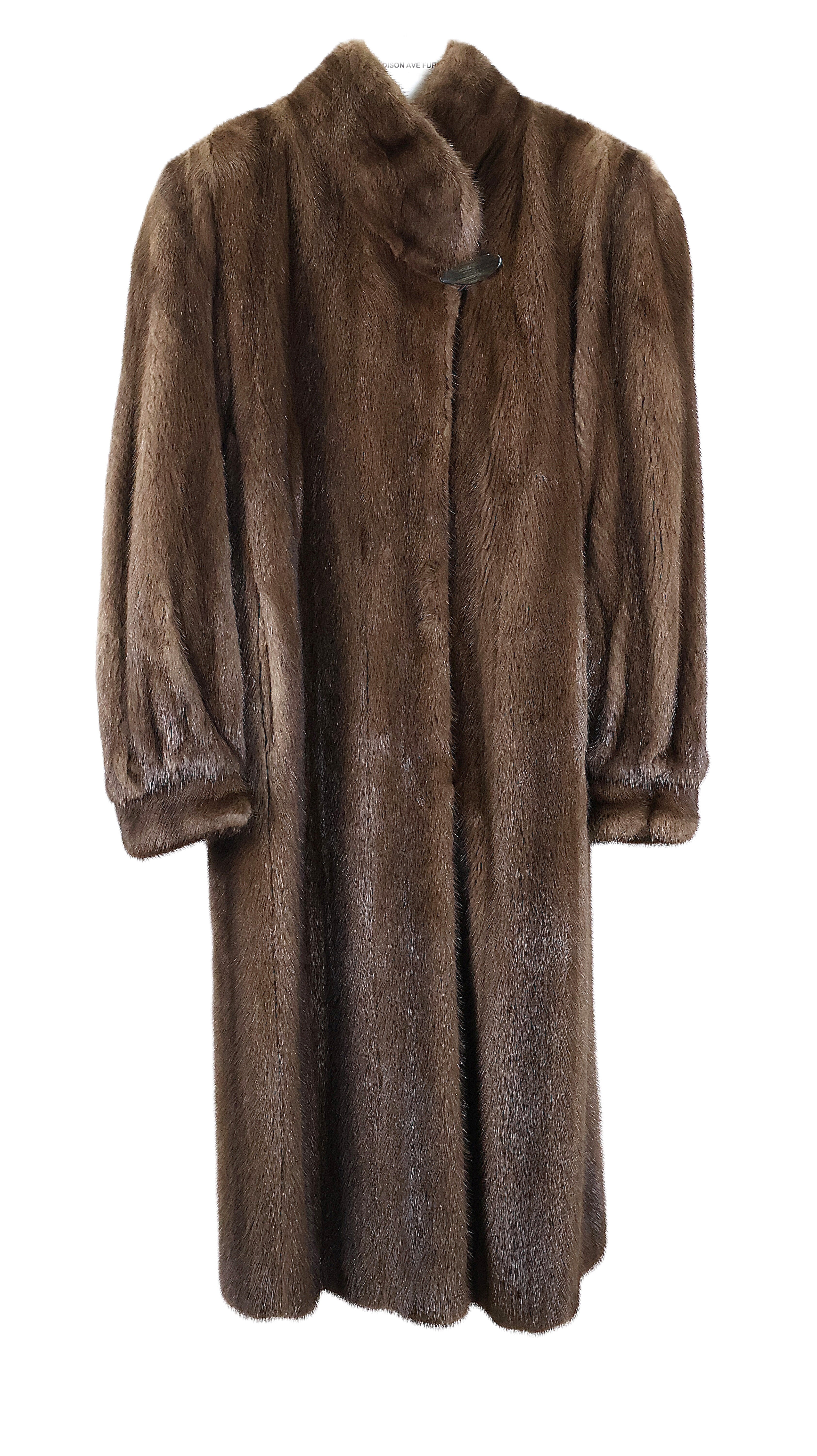 PRE-OWNED DEMI BUFF MINK COAT W/ WING COLLAR & BANDED CUFFS