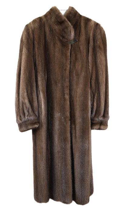 PRE-OWNED DEMI BUFF MINK COAT W/ WING COLLAR & BANDED CUFFS