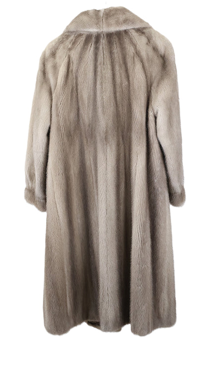 PRE-OWNED NATURAL SILVER BLUE MINK COAT W/ WING COLLAR & BRACELET SLEEVES