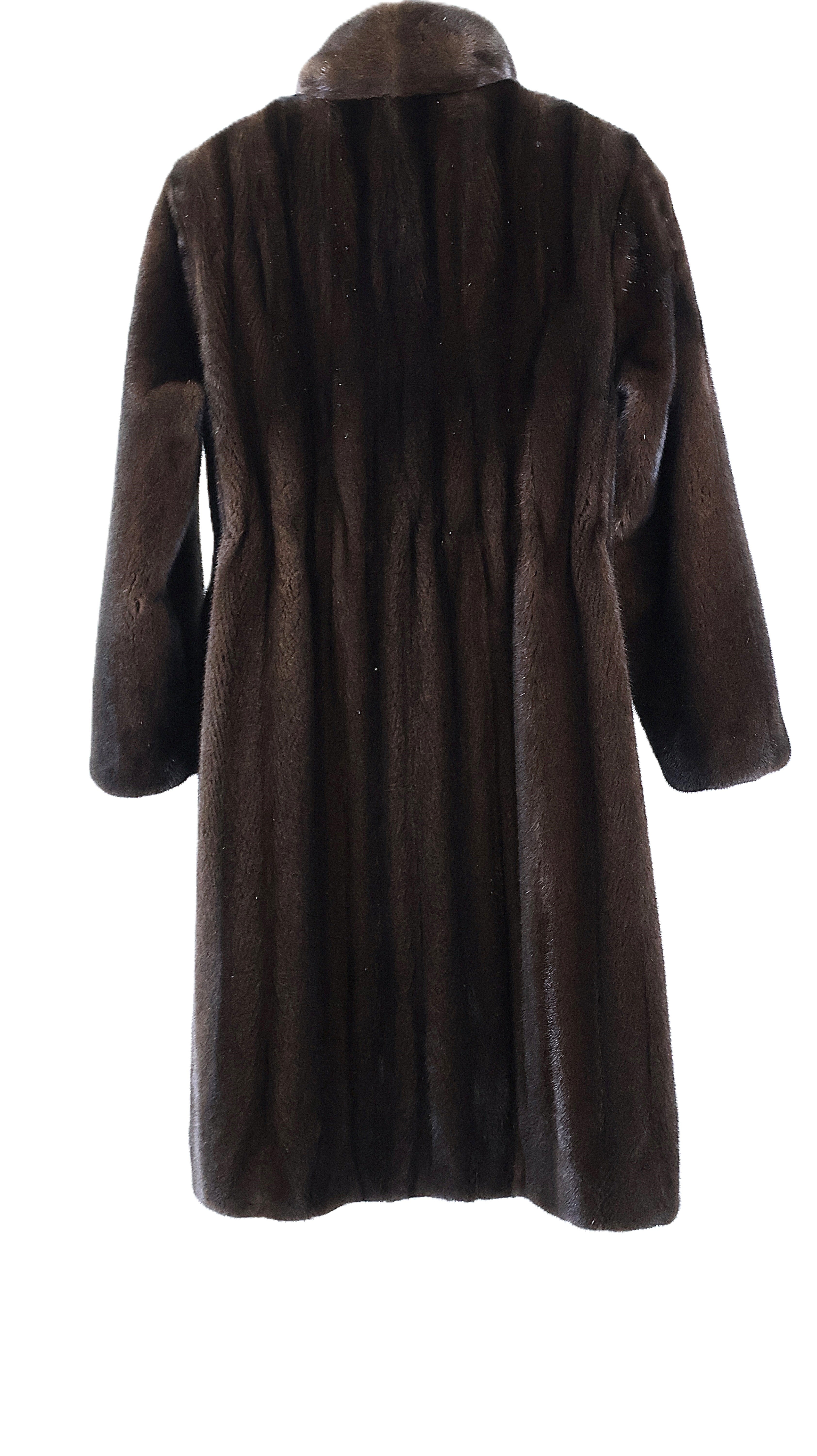 NEW MAHOGANY MINK 7/8 COAT W/ WING COLLAR, STRAIGHT SLEEVES & DRAWSTRING AT WAIST