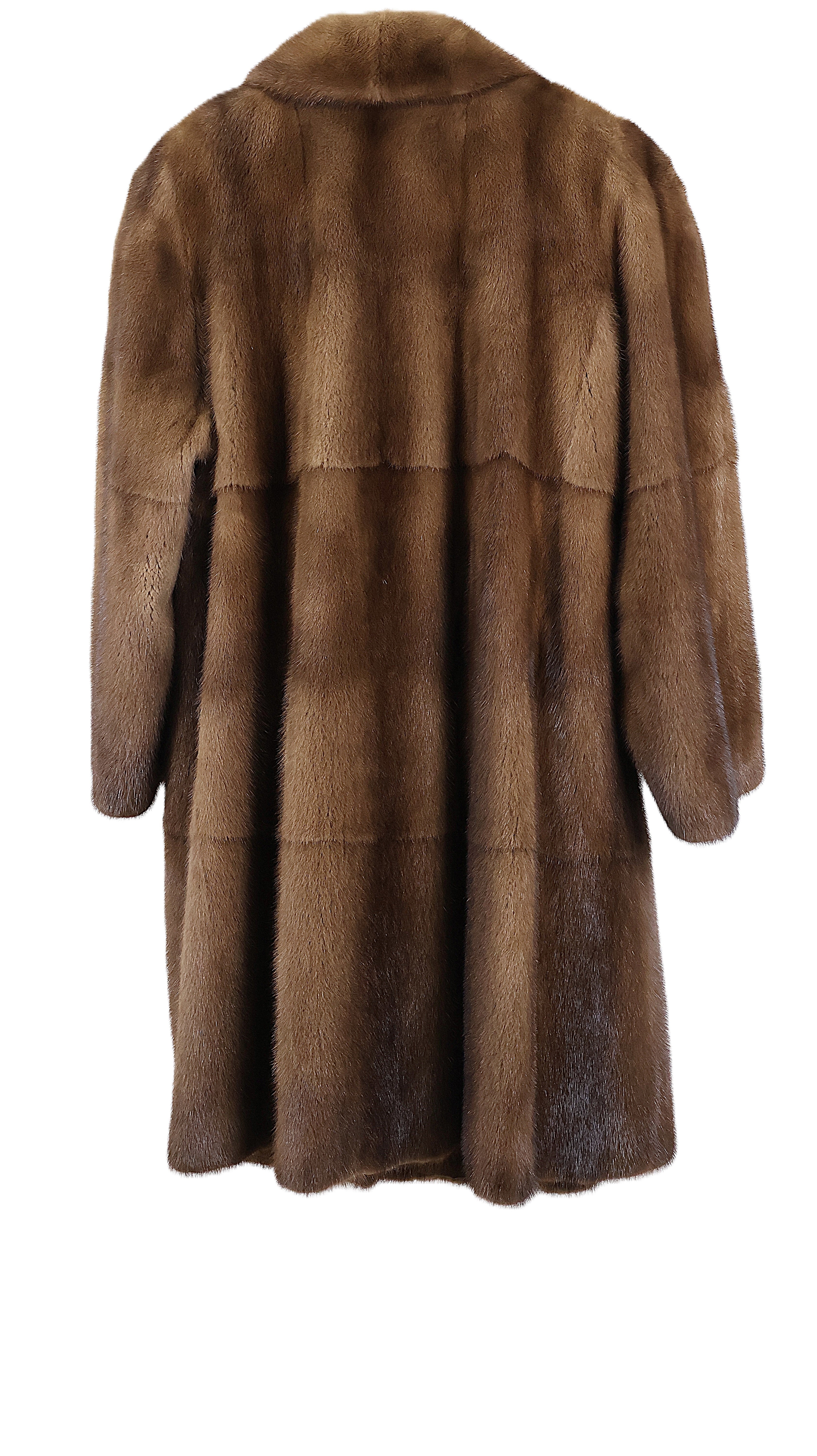 PRE-OWNED DEMI BUFF MINK 7/8 SKIN ON SKIN COAT W/ WING COLLAR & STRAIGHT SLEEVES