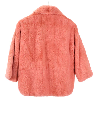 PRE-OWNED LOUIS VUITTON MINK ZIPPERED  JACKET REVERSIBLE TO RAINWEAR W/ WING COLLAR, PATCH POCKETS & STRAIGHT SLEEVES
