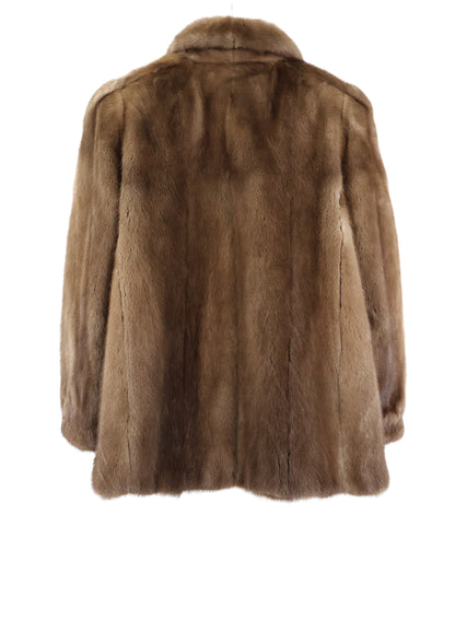 PRE-OWNED PASTEL MINK JACKET W/ SHAWL COLLAR , BANDED CUFFS & CURVED HEM