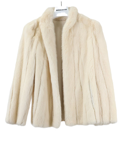 PRE-OWNED FABERGE OFF WHITE MINK JACKET W/ WING COLLAR & STRAIGHT SLEEVE