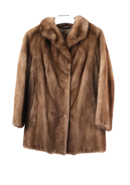 PRE-OWNED PASTEL MINK JACKET W/ WING COLLAR & STRAIGHT SLEEVE