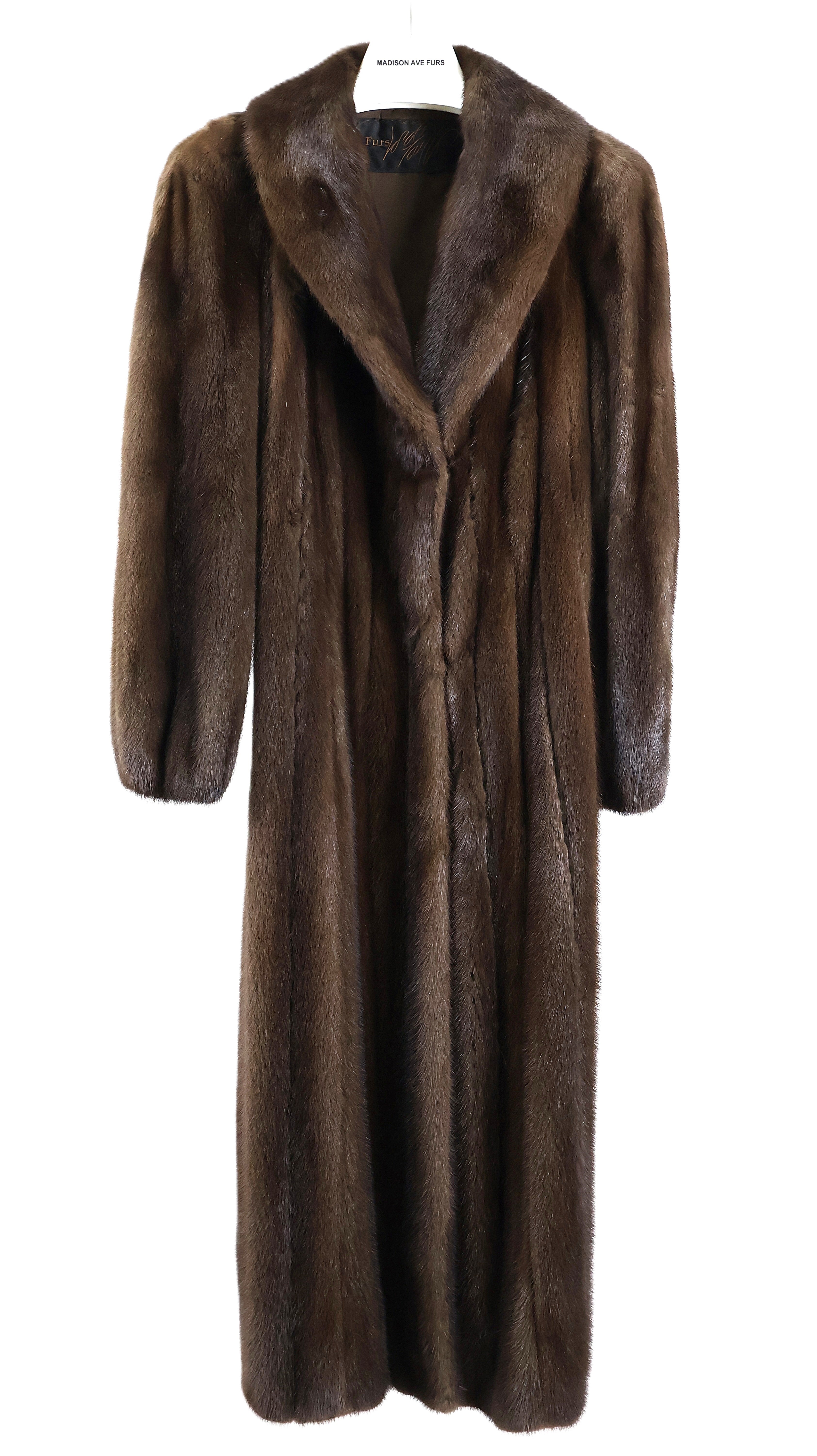 PRE-OWNED DEMI BUFF MINK COAT W/ SHAWL COLLAR & ELASTIC CUFF FINISH