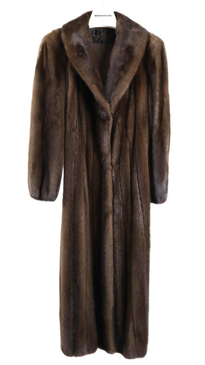 PRE-OWNED DEMI BUFF MINK COAT W/ SHAWL COLLAR & ELASTIC CUFF FINISH