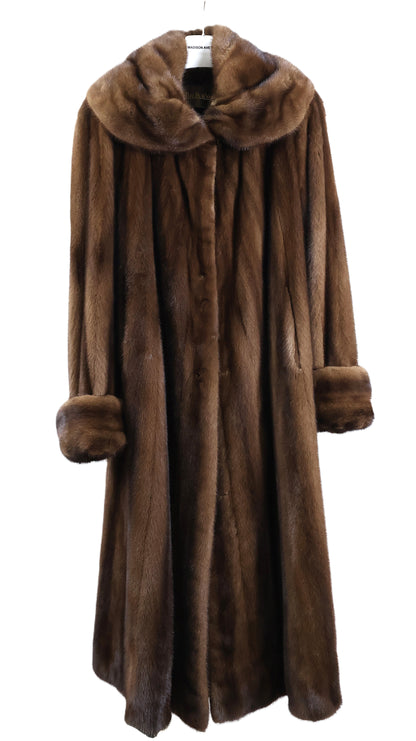 PRE-OWNED DEMI BUFF MINK SWING COAT W/ PORTRAIT COLLAR & TURN BACK CUFFS