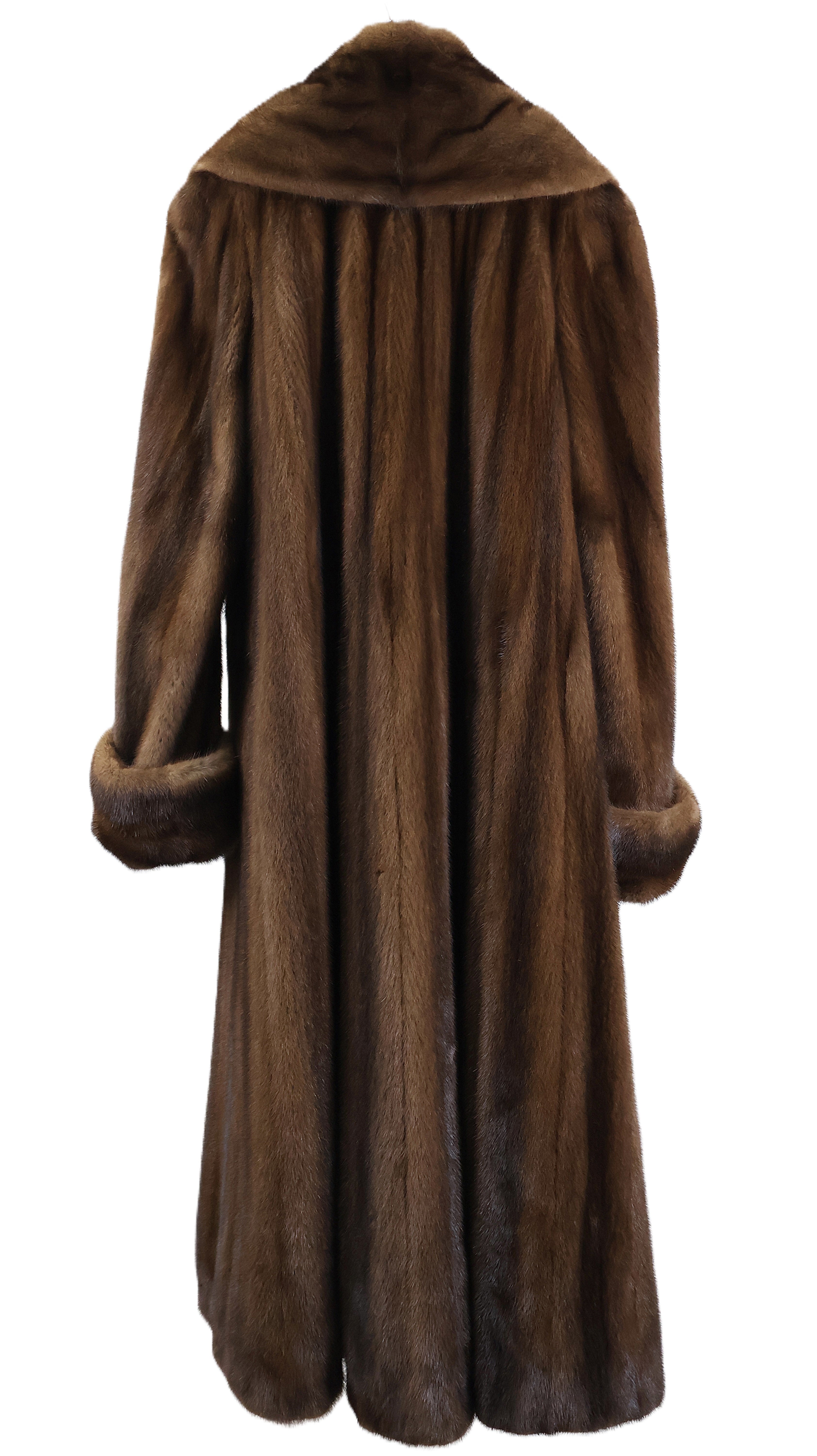 PRE-OWNED DEMI BUFF MINK SWING COAT W/ PORTRAIT COLLAR & TURN BACK CUFFS