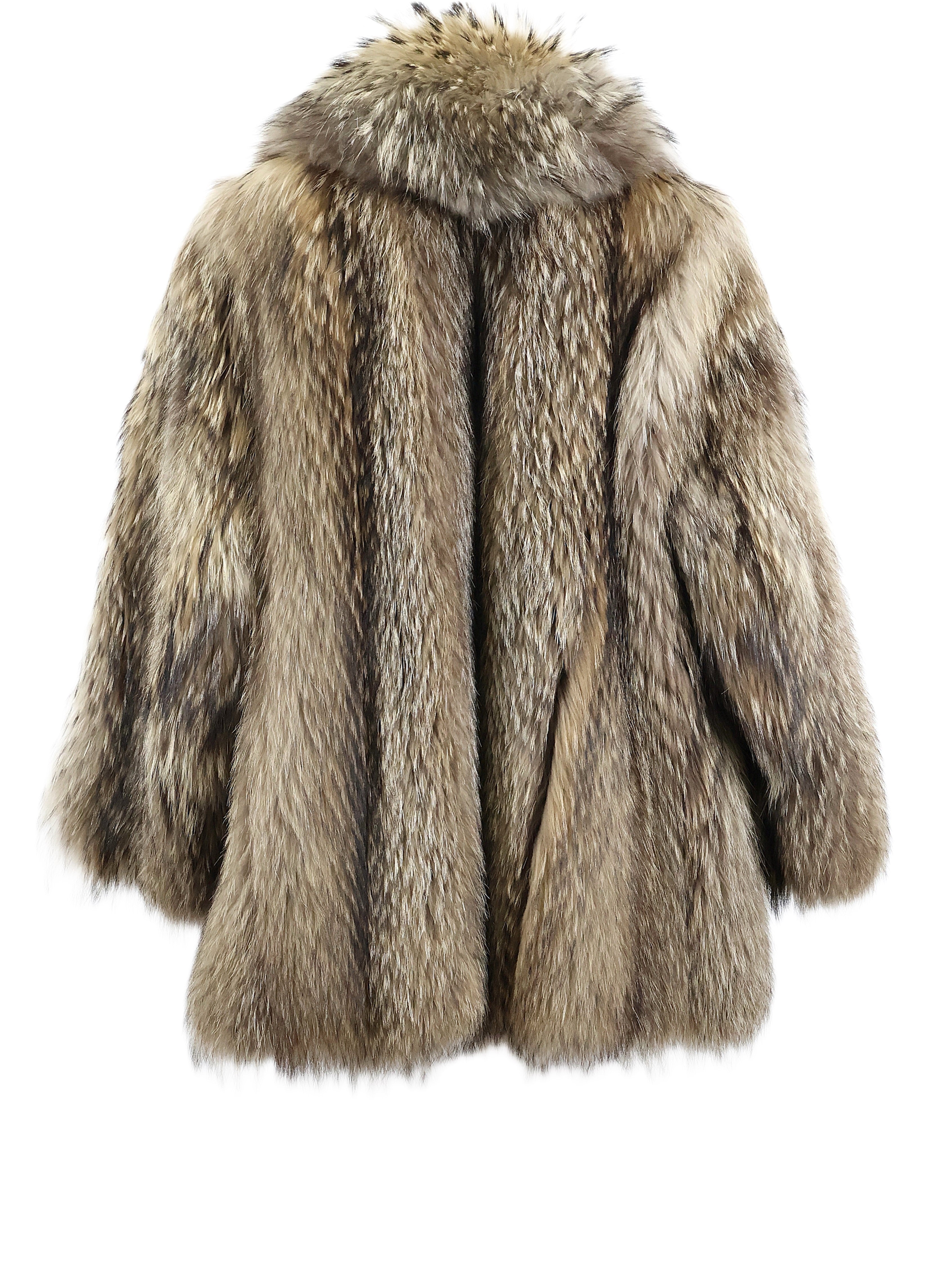 PRE-OWNED FINN RACCOON BOMBER JACKET W/WING COLLAR & STRAIGHT SLEEVES