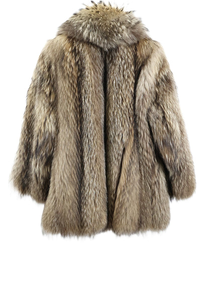 PRE-OWNED FINN RACCOON BOMBER JACKET W/WING COLLAR & STRAIGHT SLEEVES