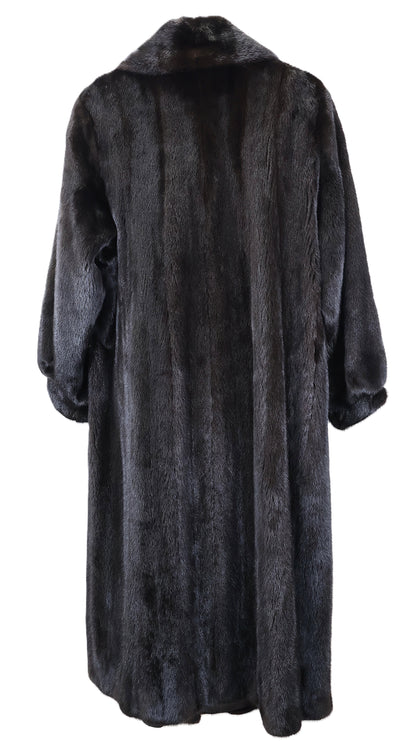 PRE-OWNED NATURAL RANCH MINK COAT W/ SHAWL COLLAR & BANDED CUFFS