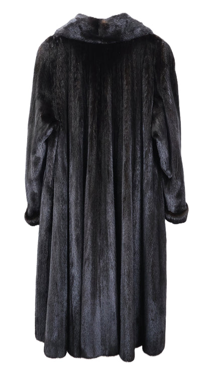PRE-OWNED NATURAL RANCH SAGA MINK SWING COAT W/ WING COLLAR & TURN BACK CUFFS