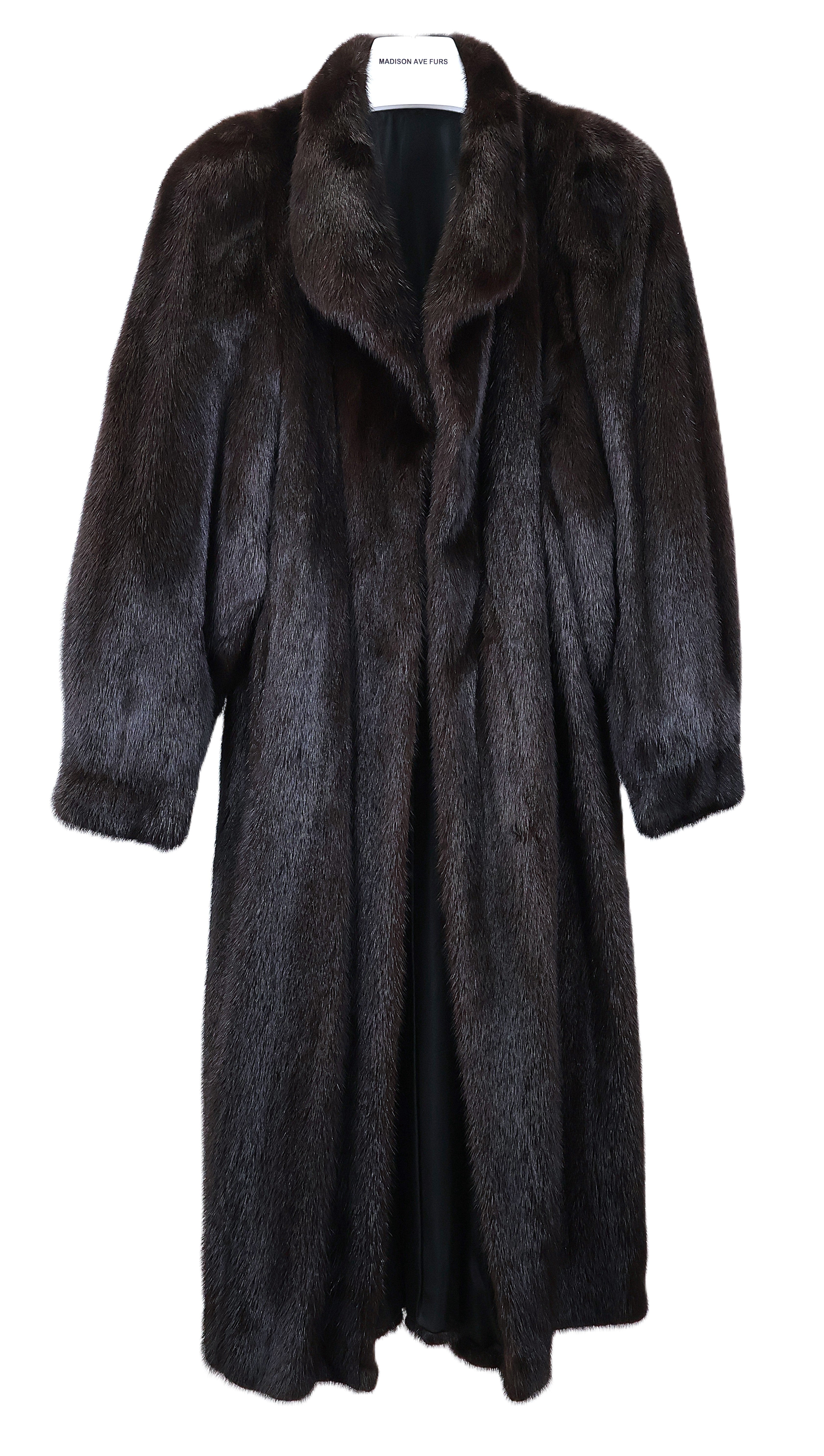 PRE-OWNED RANCH MINK COAT W/ WING COLLAR & BANDED CUFF