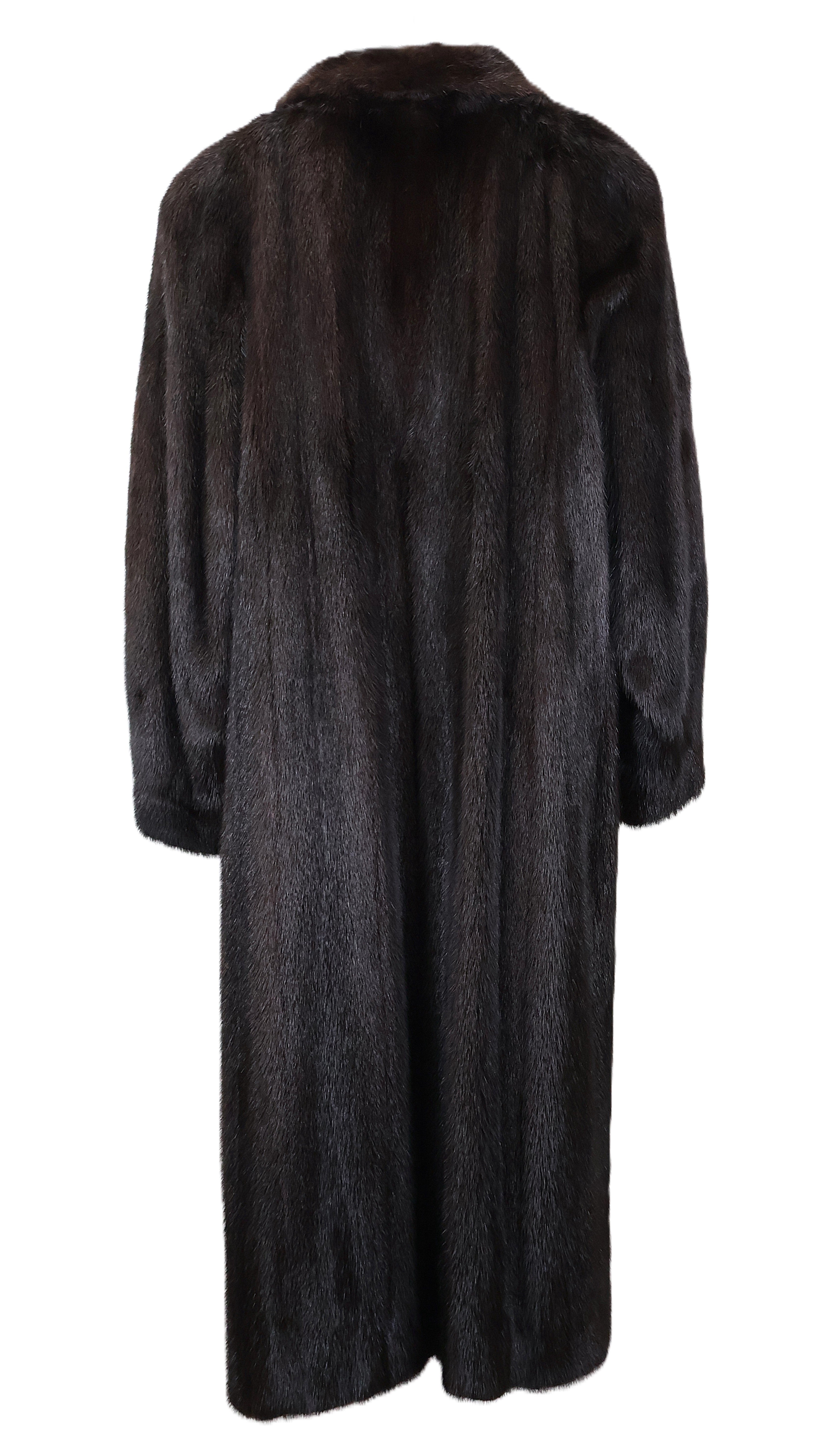 PRE-OWNED RANCH MINK COAT W/ WING COLLAR & BANDED CUFF