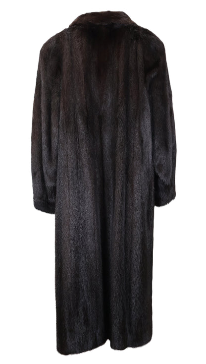 PRE-OWNED RANCH MINK COAT W/ WING COLLAR & BANDED CUFF