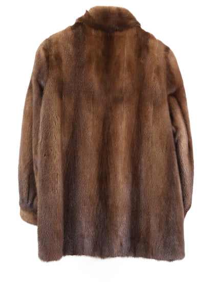 PRE-OWNED NATURAL DEMI BUFF MINK JACKET W/ WING COLLAR & BANDED CUFFS