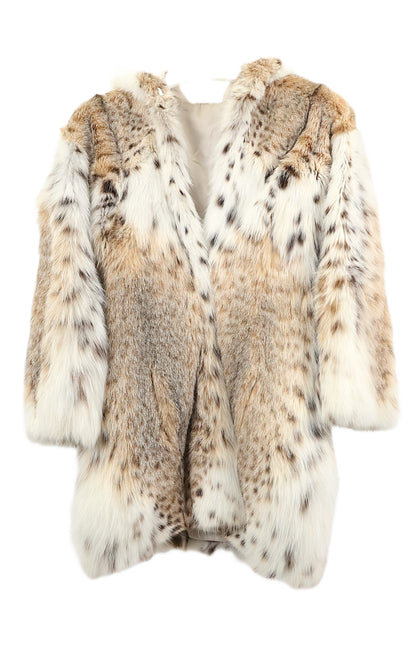 PRE-OWNED CANADIAN LYNX HOODED JACKET W/ WHITE FOX TRIM