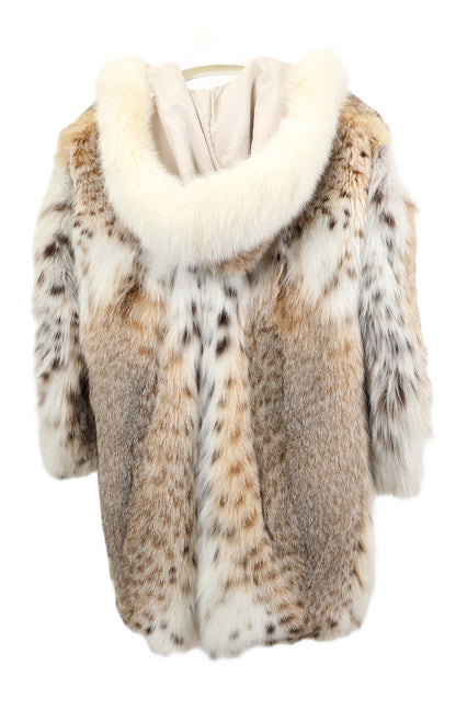 PRE-OWNED CANADIAN LYNX HOODED JACKET W/ WHITE FOX TRIM