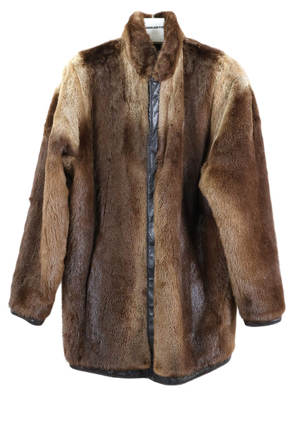 PRE-OWNED MEN'S OTTER JACKET REVERSIBLE TO LEATHER W/ STAND COLLAR