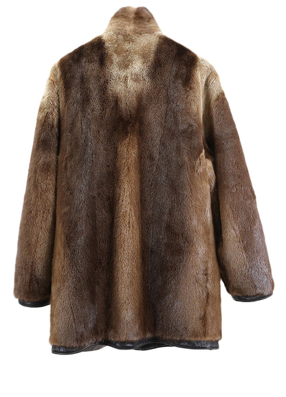 PRE-OWNED MEN'S OTTER JACKET REVERSIBLE TO LEATHER W/ STAND COLLAR