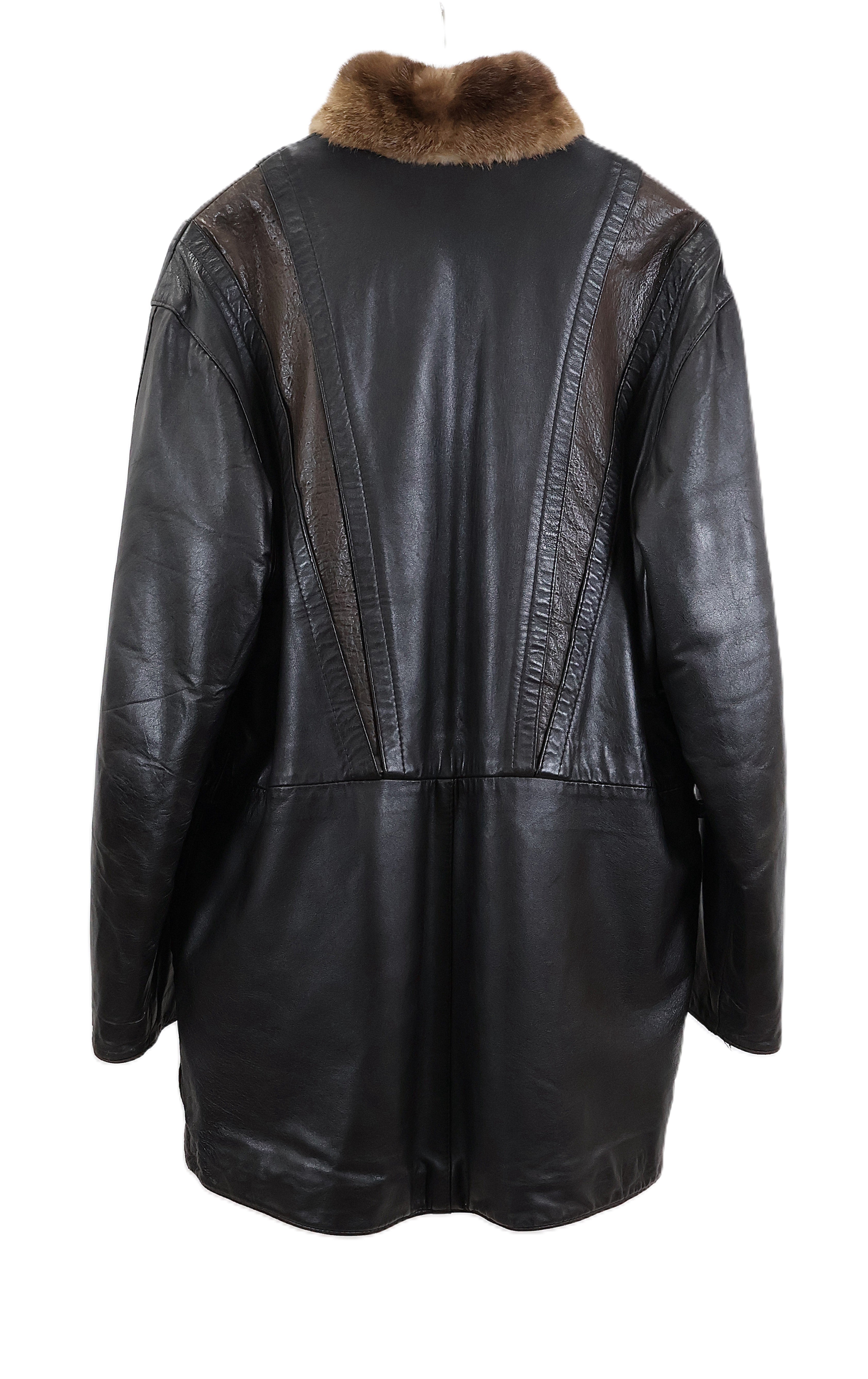 PRE-OWNED MEN'S OTTER JACKET REVERSIBLE TO LEATHER W/ STAND COLLAR