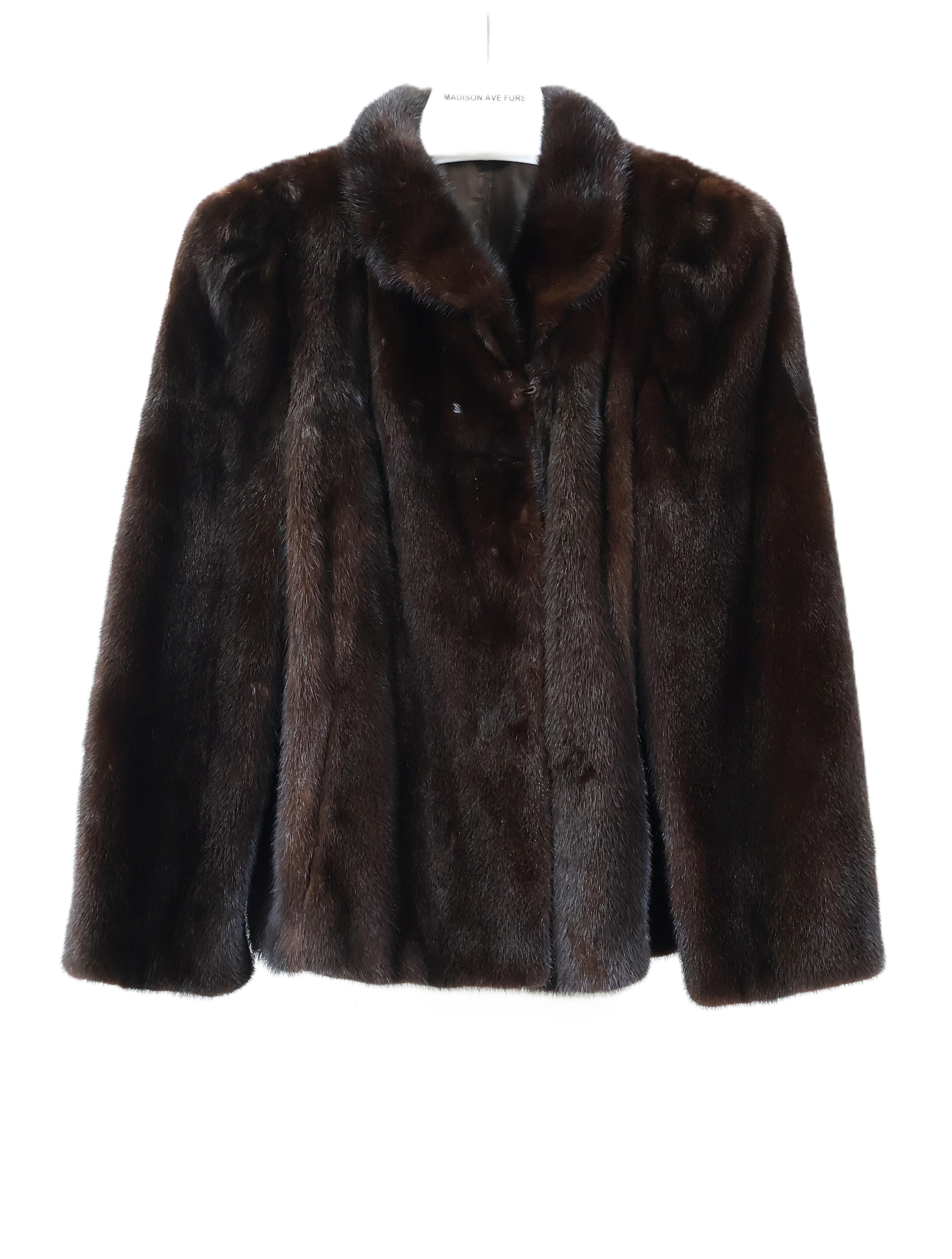 PRE-OWNED MAHOGANY MINK JACKET / WING COLLAR & STRAIGHT SLEEVES