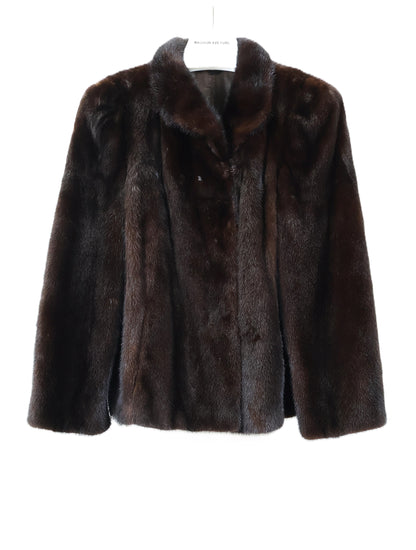 PRE-OWNED MAHOGANY MINK JACKET / WING COLLAR & STRAIGHT SLEEVES