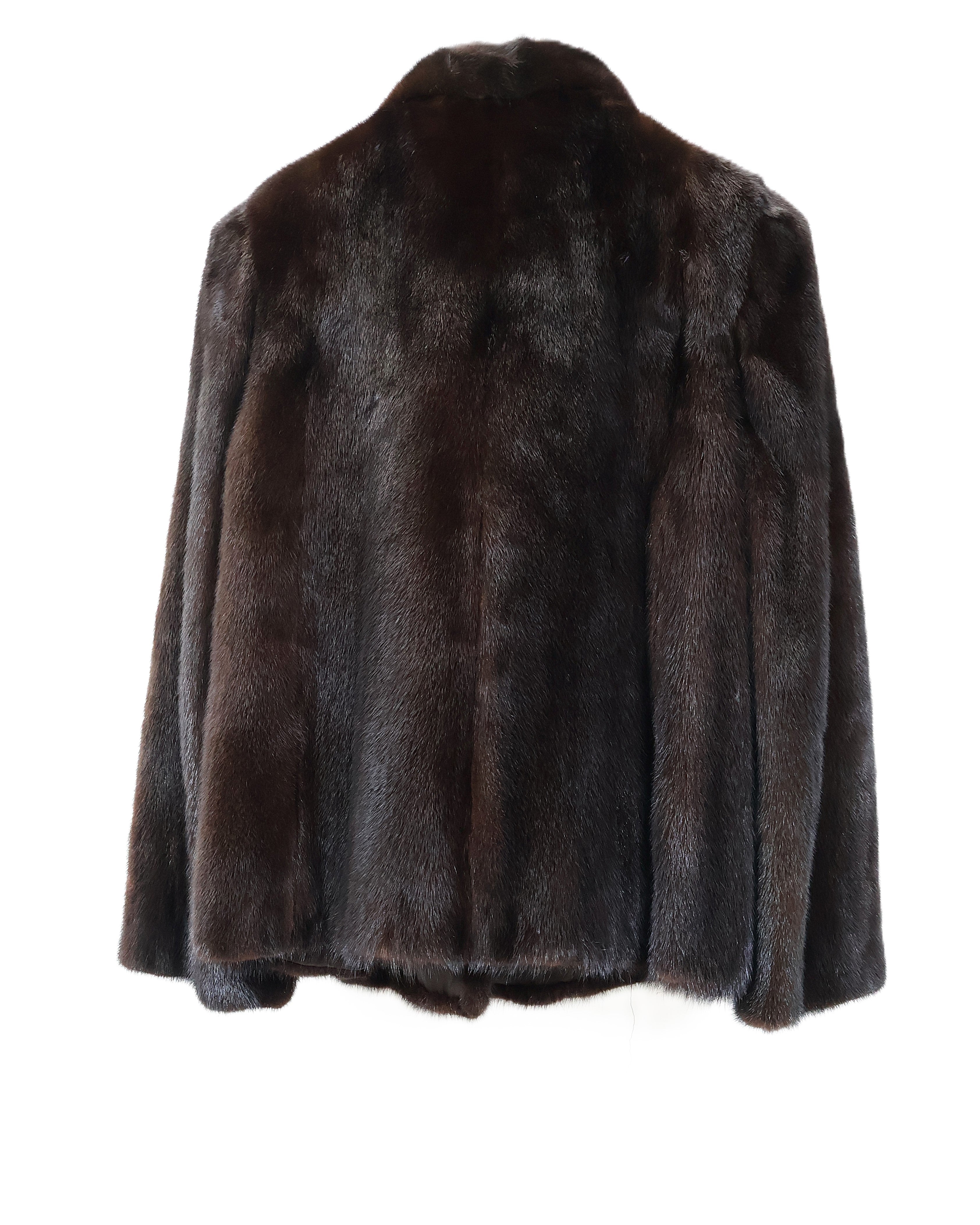 PRE-OWNED MAHOGANY MINK JACKET / WING COLLAR & STRAIGHT SLEEVES