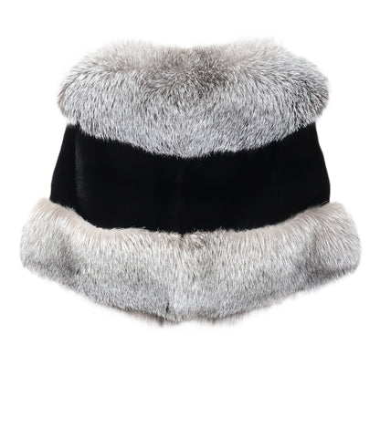 NEW BLACK MINK & INDIGO FOX EVENING STOLE