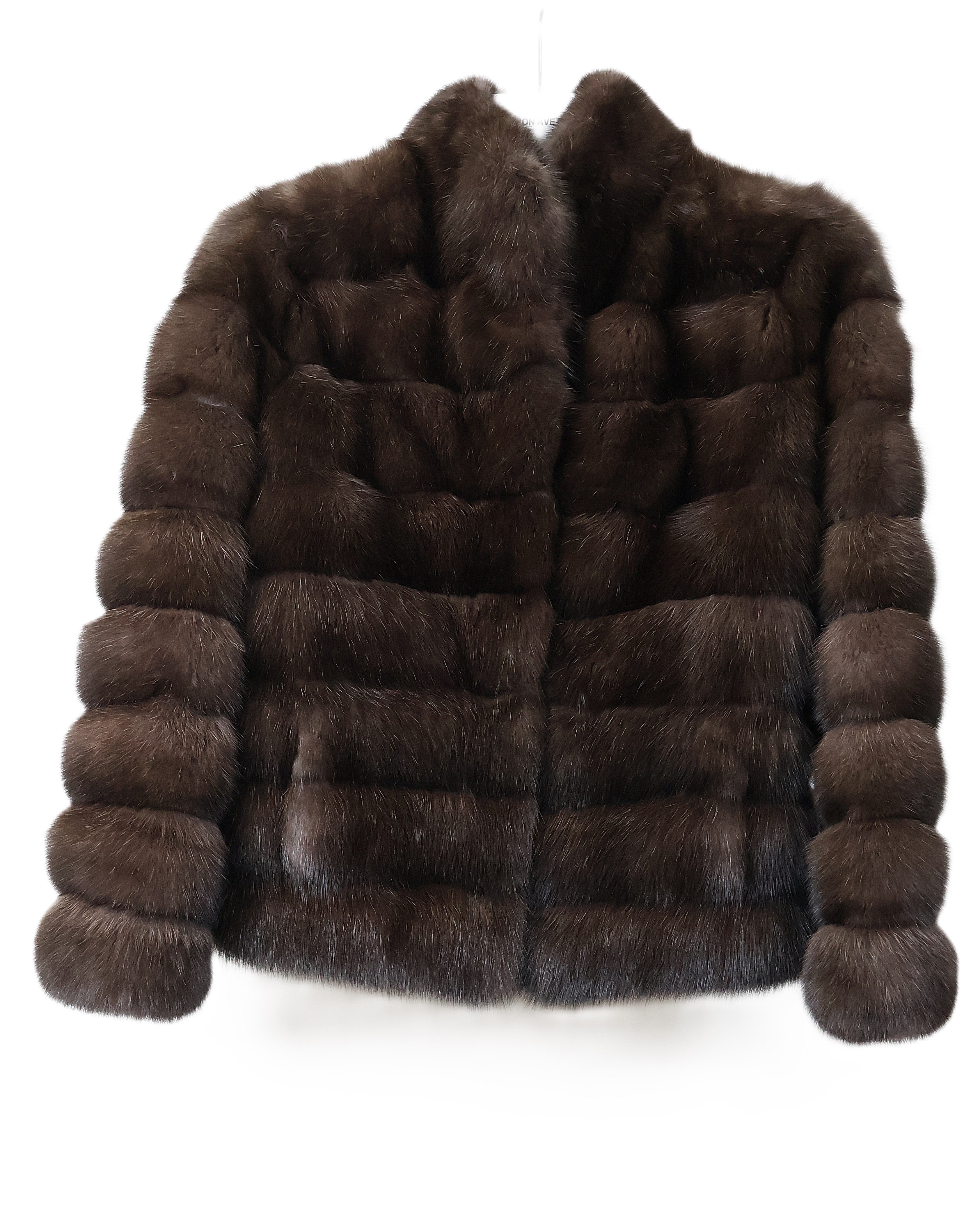 NEW BARGUZIN RUSSIAN SABLE HORIZONTAL JACKET W/ STAND COLLAR & STRAIGHT SLEEVES