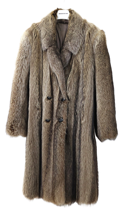NEW MEN'S NATURAL RACCOON COAT W/ NOTCH COLLAR & BACK VENT
