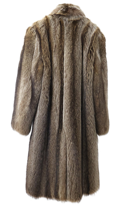 NEW MEN'S NATURAL RACCOON COAT W/ NOTCH COLLAR & BACK VENT