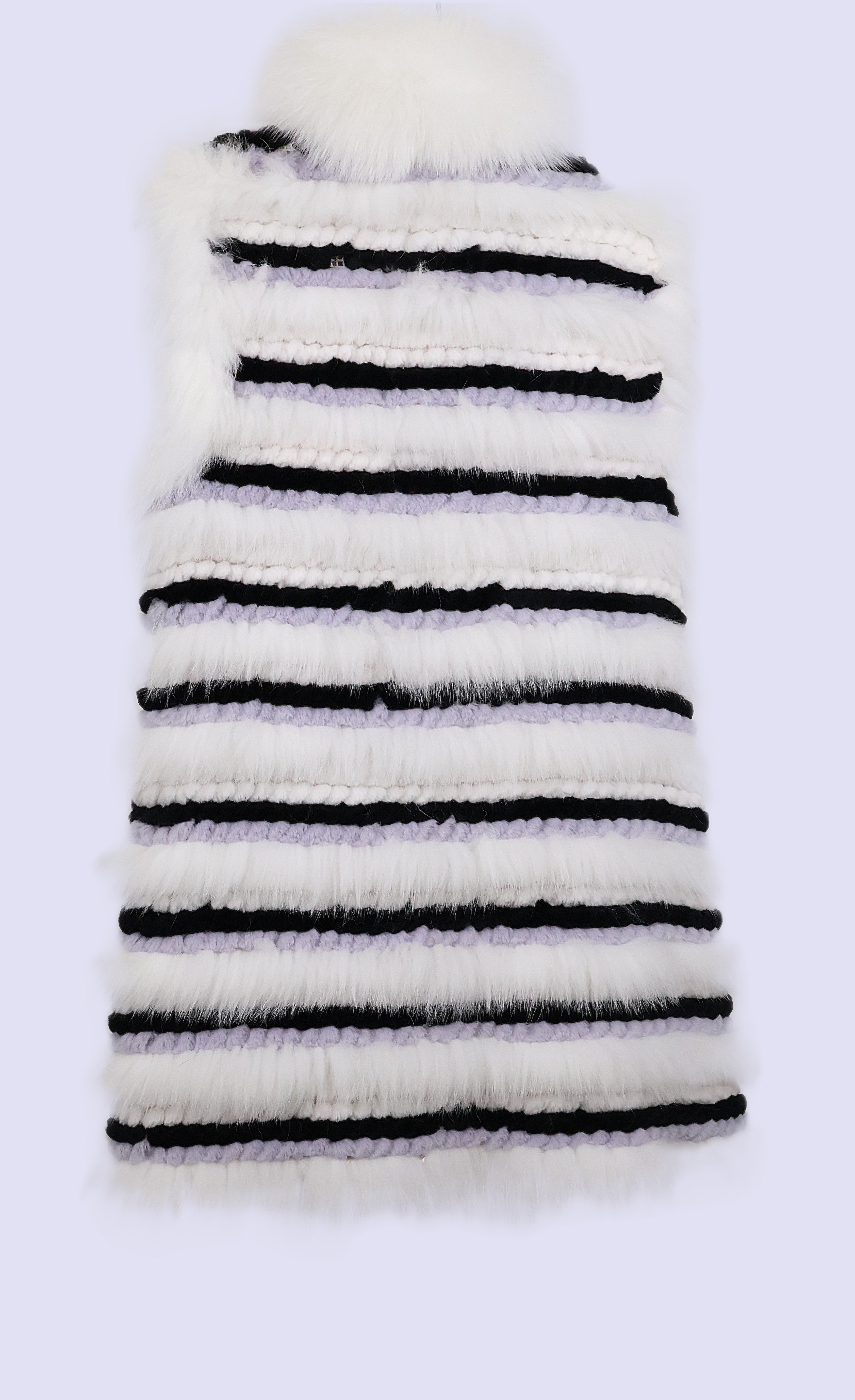 PRE-OWNED WHITE/GREY/BLACK REX W/ WHITE FOX TUXEDO FRONT & ARMHOLES