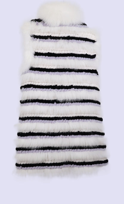 PRE-OWNED WHITE/GREY/BLACK REX W/ WHITE FOX TUXEDO FRONT & ARMHOLES