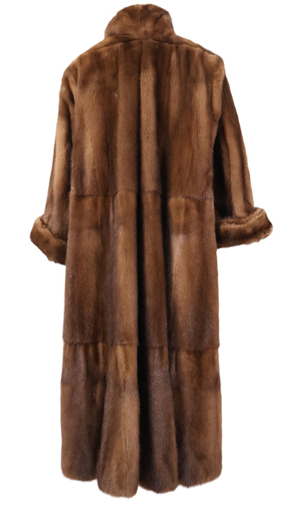 PRE-OWNED WILD TYPE MINK TIERED COAT W/ WING COLLAR & TURN BACK CUFFS