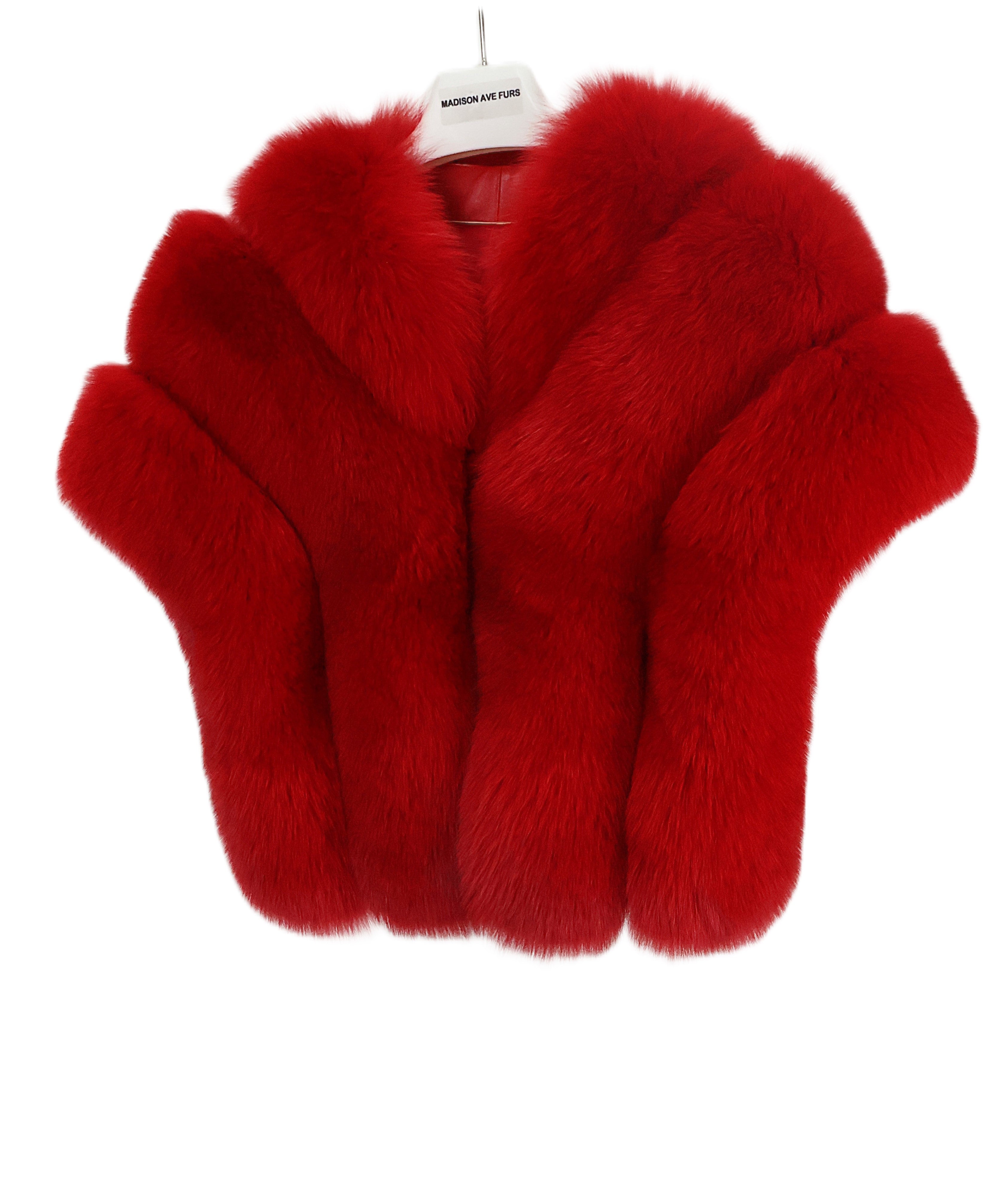 NEW DYED RED FOX HORIZONTAL COLLARLESS SHAWL