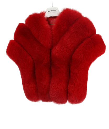 NEW DYED RED FOX HORIZONTAL COLLARLESS SHAWL