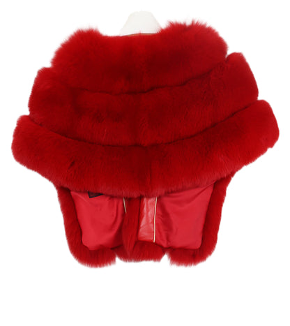 NEW DYED RED FOX HORIZONTAL COLLARLESS SHAWL