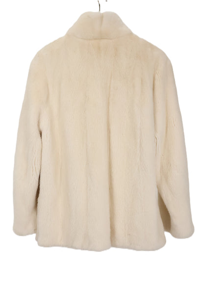 PRE-OWNED NATURAL PEARL MINK JACKET W/ DOUBLE BUTTON WING COLLAR, STRAIGHT SLEEVES & SIDE SLITS