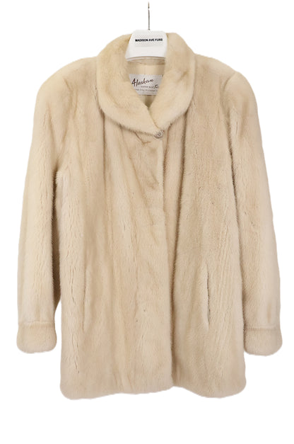 PRE-OWNED PEARL MINK 3/4 JACKET W/ WING COLLAR & BANDED CUFFS